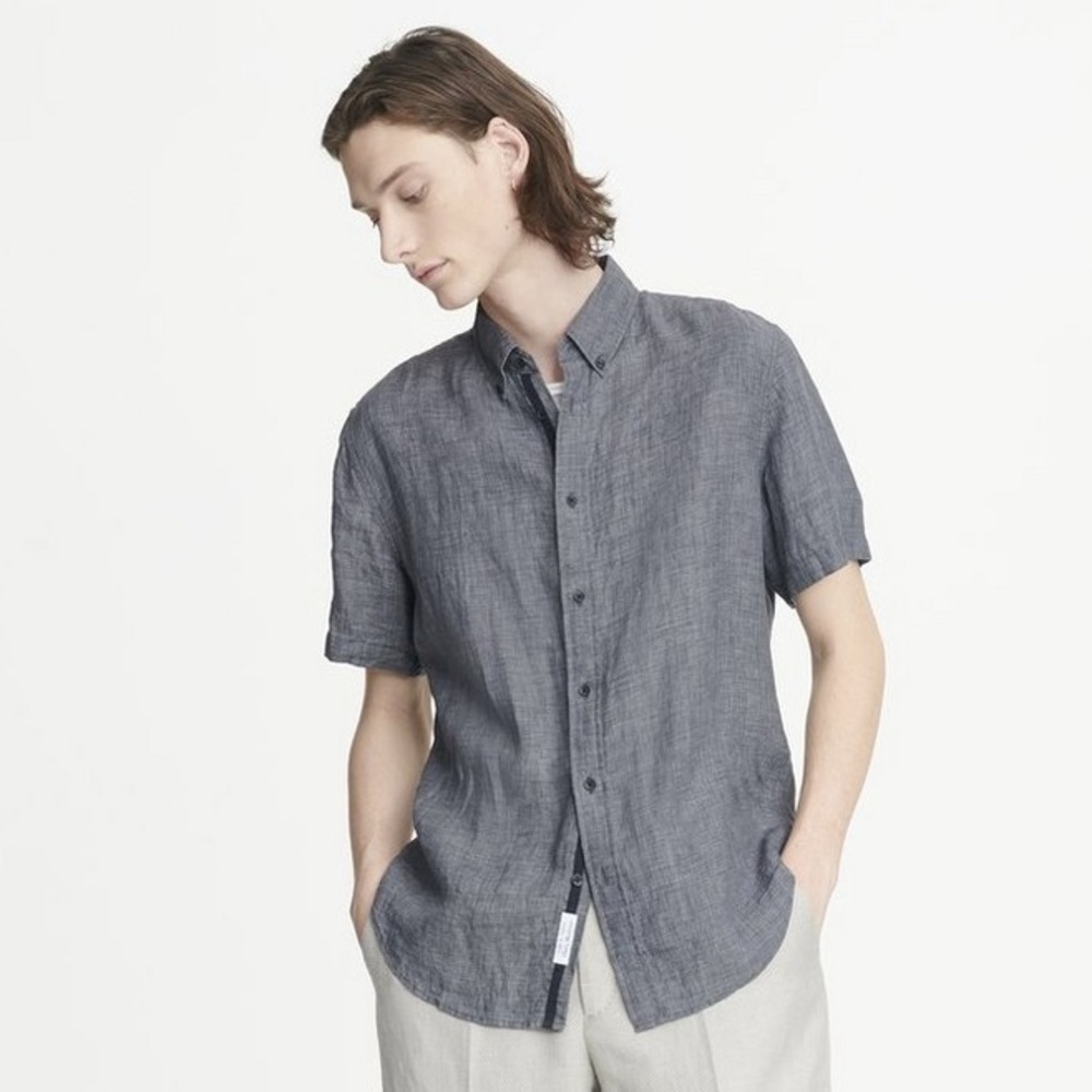Rag & Bone  NY Linen short-sleeve Fit 2 Tomlin Shirt. Breathable 100% Linen.Sz M